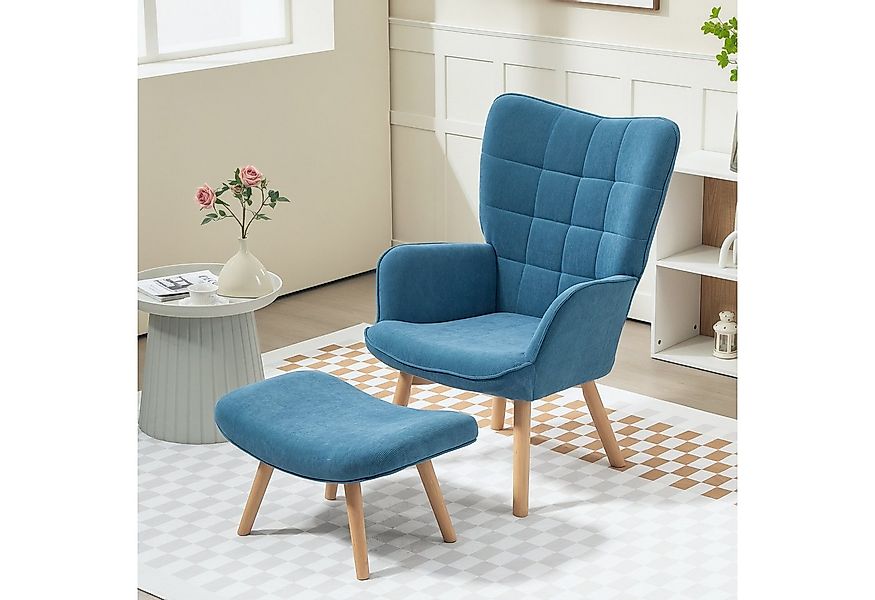 HOMCOM Relaxsessel Ohrensessel mit Hoher Rückenlehne, Holzbeine (Sessel mit günstig online kaufen