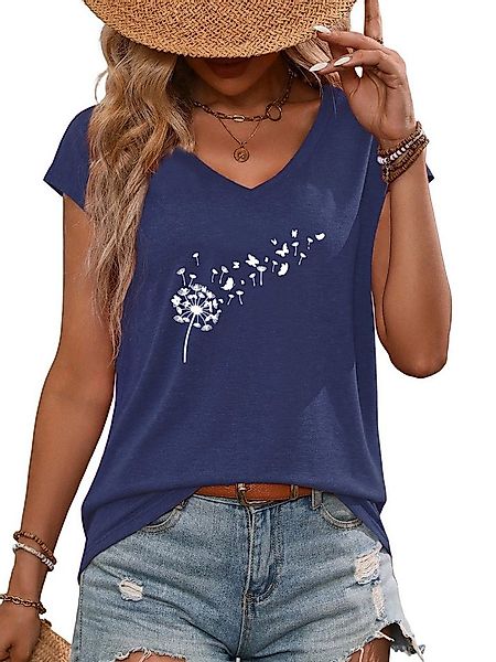 PYLIKE V-Shirt Damen bequemes Elegant Ärmellos Tanktop Locker Löwenzahn Pri günstig online kaufen