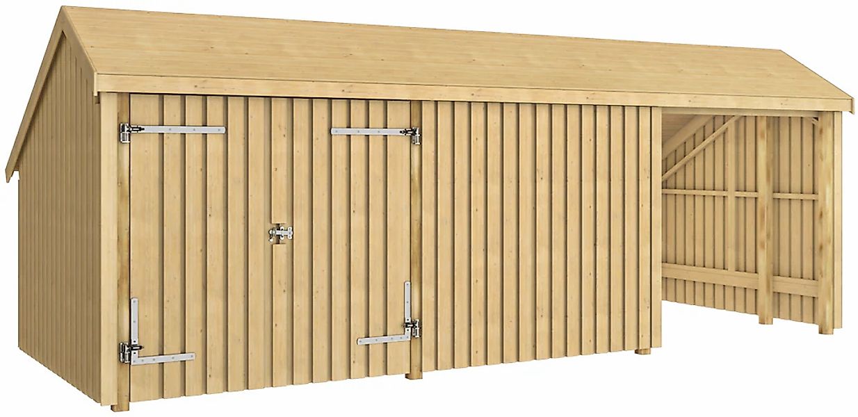 PLUS Gartenhaus "Multi" Gartenhaus 15,5 m², mit Doppeltür, inkl. Dachpappe/ günstig online kaufen