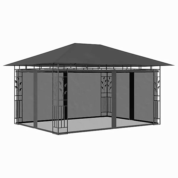 Pavillon Mit Moskitonetz Und Lichterketten 4x3x2,73 M Anthrazit günstig online kaufen