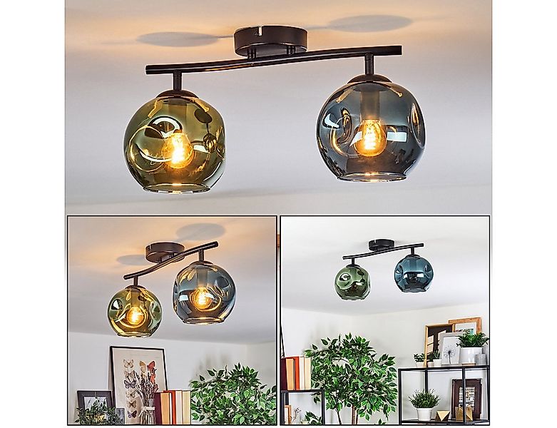 hofstein Deckenleuchte Deckenlampe aus Metall/Glas in Schwarz/Blau/Grün, oh günstig online kaufen