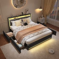 PXloue Polsterbett LED Doppelbett 140x200cm mit günstig online kaufen