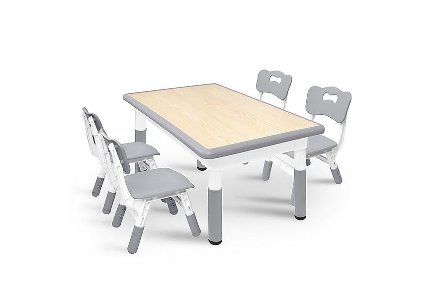 FIVMEN Kindersitzgruppe Kindertisch 4 Stühlen Set Höhenverstellbar Kinderzi günstig online kaufen