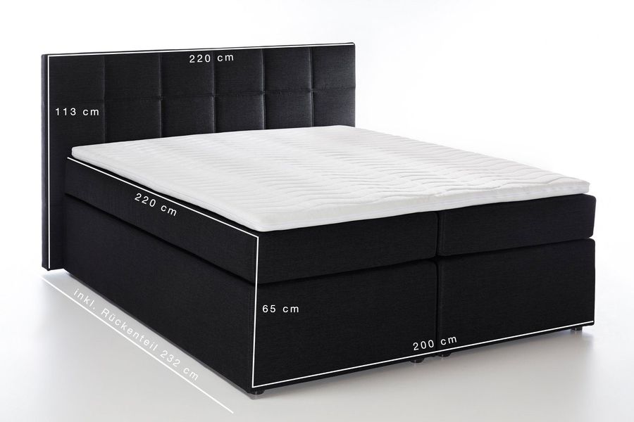 Möbelfreude Boxspringbett Boxspringbett Bea Schwarz H2/H3 günstig online kaufen
