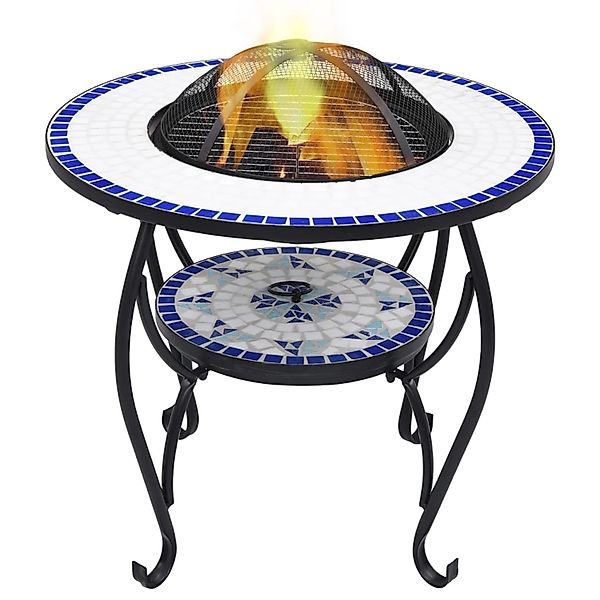 vidaXL Feuerstelle Feuertisch Mosaik Keramik Blau günstig online kaufen