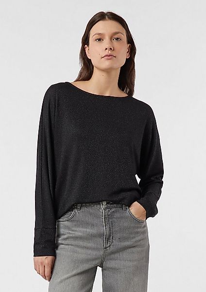 comma Langarmshirt T-Shirt Jerseyshirt mit Fledermausärmeln und Glitzergarn günstig online kaufen