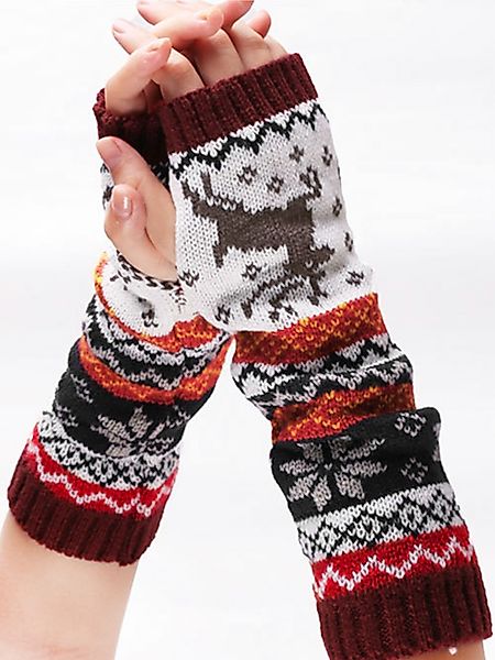 Half Finger Knitted Christmas Long Handschuhe günstig online kaufen