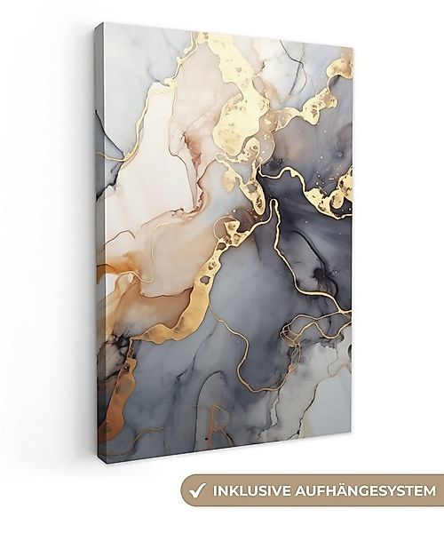 OneMillionCanvasses® Leinwandbild Marmor - Schwarz - Gold - Weiß, Fotodruck günstig online kaufen