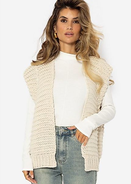 SASSYCLASSY Strickweste Strickweste Damen mit strukturierten Schultern Offe günstig online kaufen