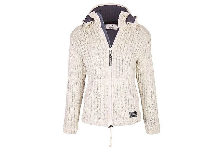 THC Natural Line Strickjacke THC Schafwollstrickjacke gerippt weiß 713 (1 S günstig online kaufen