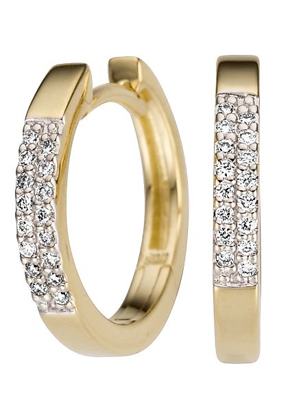 JOBO Paar Creolen "Ohrringe 14 mm mit 32 Diamanten", 585 Gold günstig online kaufen