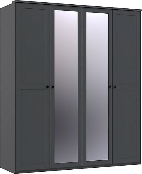 freiraum Drehtürenschrank Chalet 4 Türen, 2 Böden, 2 Stangen, Spiegel / Gra günstig online kaufen