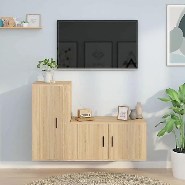 vidaXL TV-Schrank 2-tlg. TV-Schrank-Set Sonoma-Eiche Holzwerkstoff (2-St) günstig online kaufen