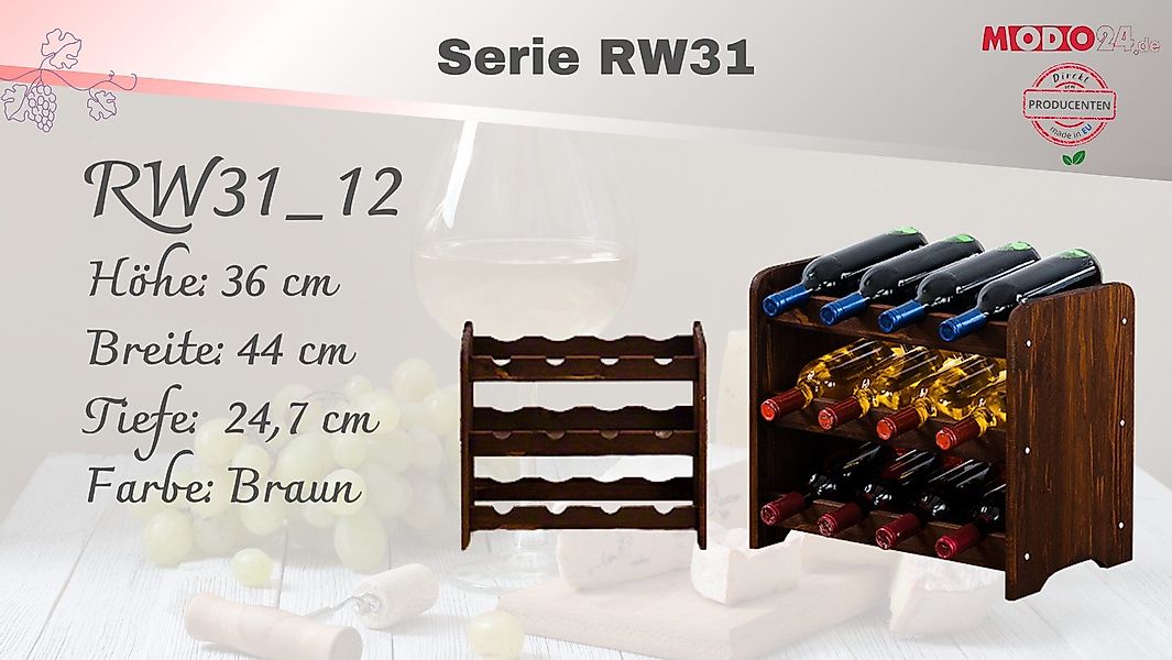 Modo24 Weinregal RW31 Flaschenregal aus Holz günstig online kaufen