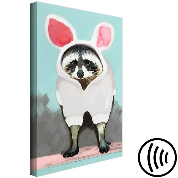 Wandbild Waschbär in der Hasenverkleidung - lustiges Tiermotiv für Kinderzi günstig online kaufen
