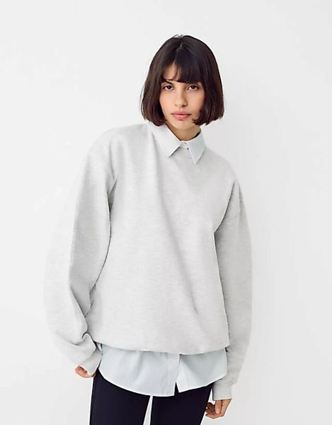 Bershka Sweatshirt Aus Interlock Damen S Grau günstig online kaufen