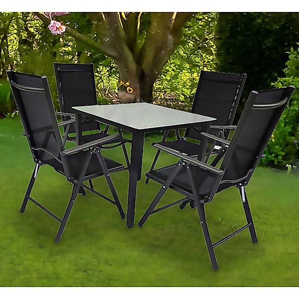 Gartenmöbelset Sitzgruppe klappbar inklusive vier Stühle (fünfteilig) günstig online kaufen