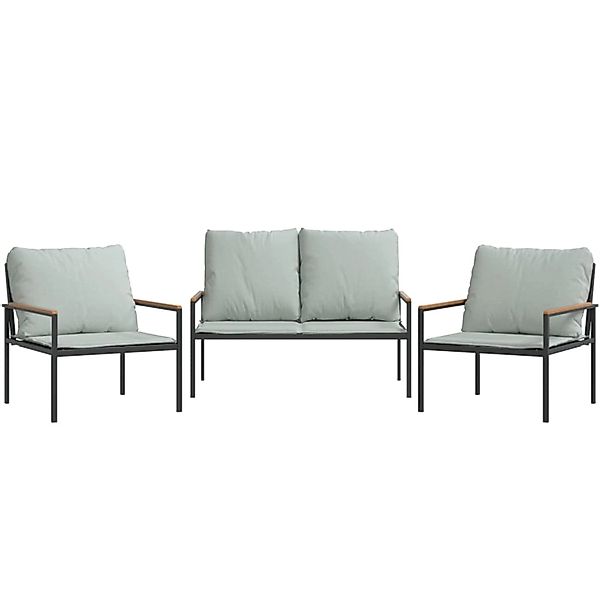 vidaXL 3-Tlg Garten-Lounge-Set mit Kissen Anthrazit Stahl 364110 günstig online kaufen