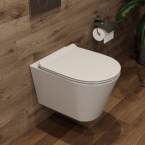 HOROW Tiefspül-WC spülrandlose Hänge WC Toilette, günstig online kaufen