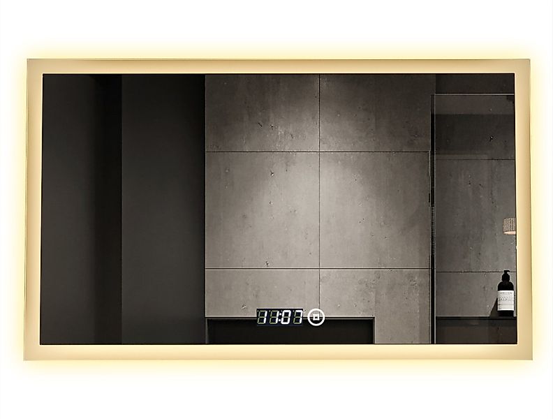 WDWRITTI Badspiegel Wandspiegel Led 100x60cm Uhr günstig online kaufen