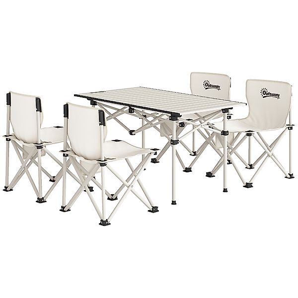 Outsunny Campingtisch mit 4 klappbaren Stühlen, 5-teiliges Set Tisch und Ca günstig online kaufen