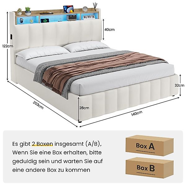 KIMENICH Polsterbett mit LED Beleuchtung und günstig online kaufen