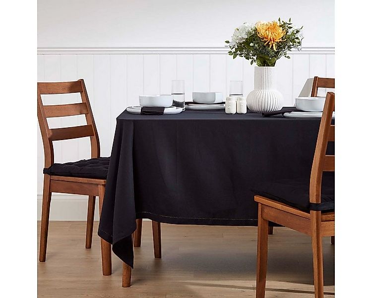 Homescapes Tischdecke Tischdecke schwarz – 137 x 137 cm, 100% Baumwolle (1- günstig online kaufen