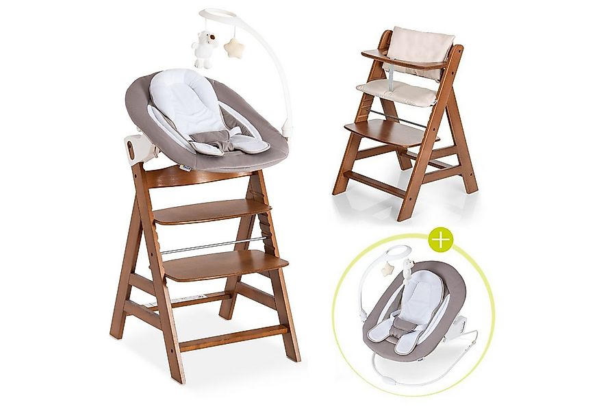 Hauck Hochstuhl Alpha Plus Walnut - Newborn Set Deluxe (Set, 4 St), Holz Ba günstig online kaufen