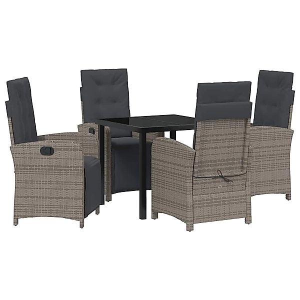 vidaXL Garten Essgruppe 5-Tlg Grau Poly Rattan 3380324 günstig online kaufen