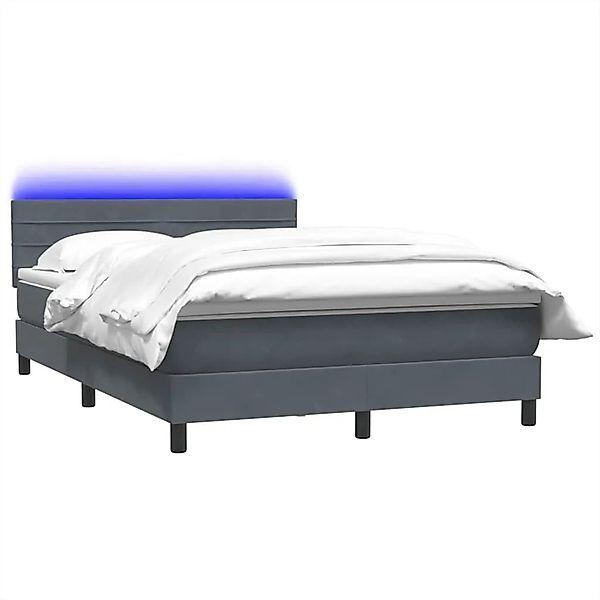 vidaXL Boxspringbett mit Matratze & LED Dunkelgrau 160x220 cm Samt 3317032 günstig online kaufen