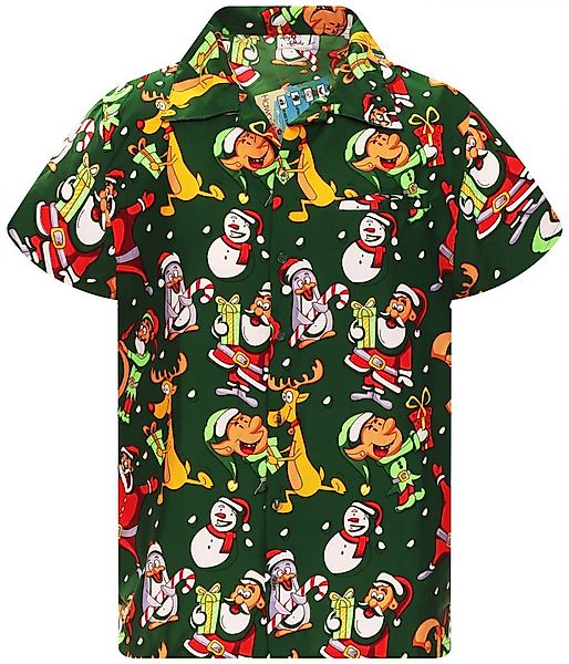 King Kameha Hawaiihemd Christmas Written Santa Kurzarm Front-Tasche Unisex günstig online kaufen