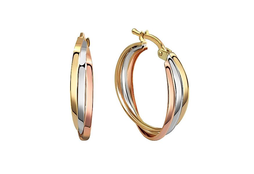 Fascination by Ellen K. Paar Creolen Gold 333 dreifarbig 20mm Durchmesser günstig online kaufen