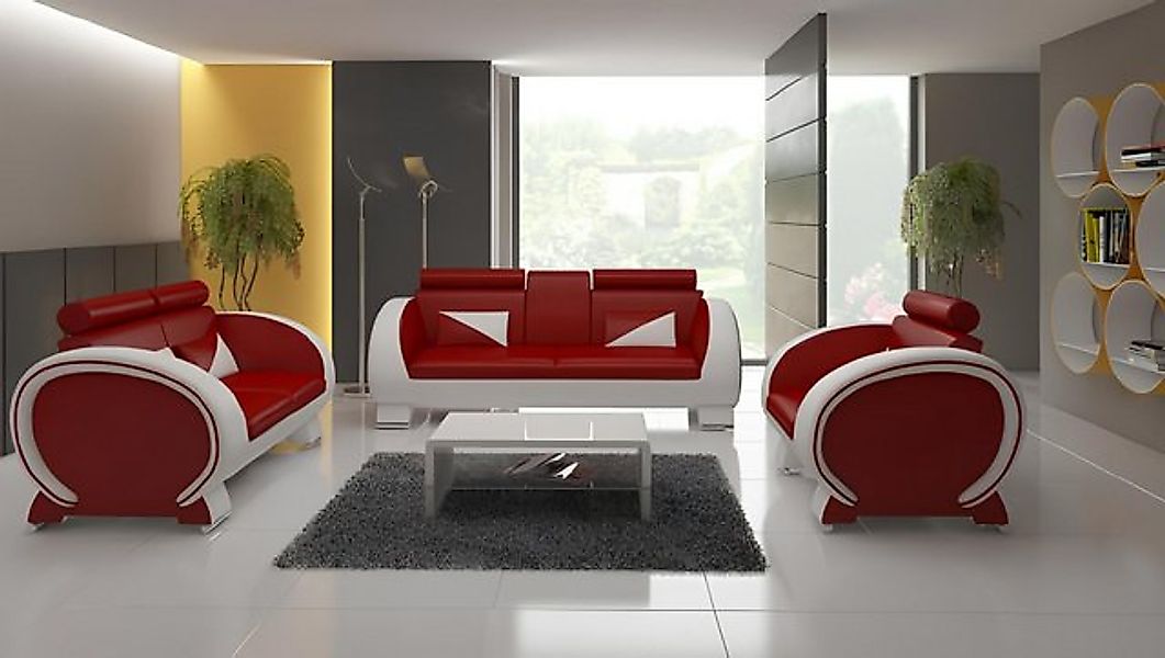 JVmoebel Sofa LEDERSOFA mit USB POLSTERGARNITUR LEDERCOUCH GARNITUR LEDERGA günstig online kaufen