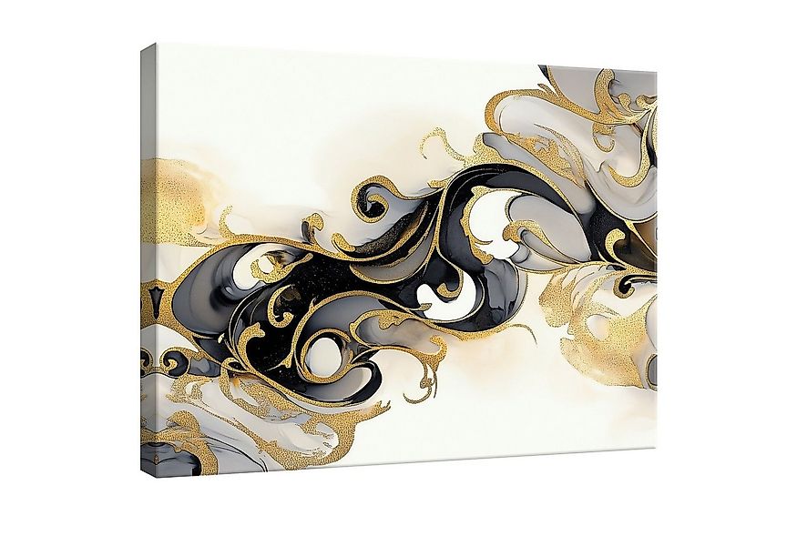 Wallarena Leinwandbild Abstrakt Schwarz Beige Gold Wandbilder XXL Wand Deko günstig online kaufen