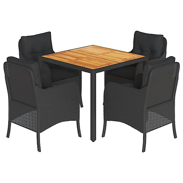 vidaXL 5-Tlg Garten-Essgruppe mit Kissen Schwarz Poly Rattan 3211867 günstig online kaufen