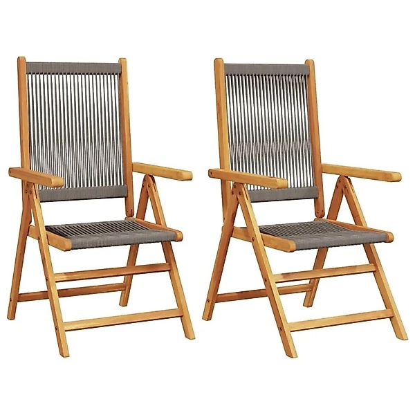 vidaXL Gartenstühle 2 Stk Grau Massivholz Akazie und Polypropylen 367655 günstig online kaufen