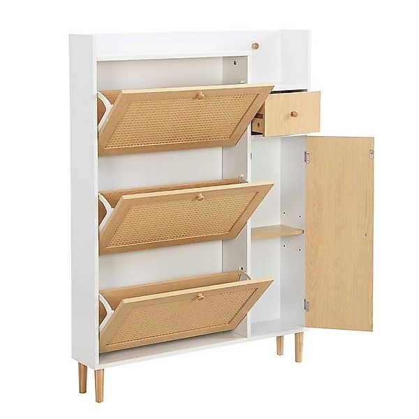 BBWL Schuhschrank Schmaler Rattan-Schuhschrank 90x125x17 cm mit 3 Klappen & günstig online kaufen