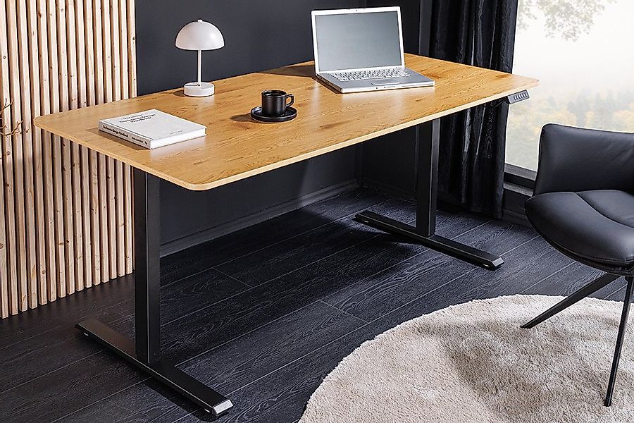 riess-ambiente Schreibtisch OAK DESK 120cm natur/schwarz-Eiche, stufenlos, günstig online kaufen
