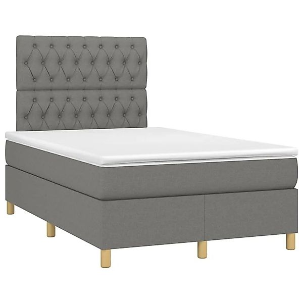 vidaXL Boxspringbett mit Matratze & LED Dunkelgrau 120x200 cm Stoff 3135662 günstig online kaufen