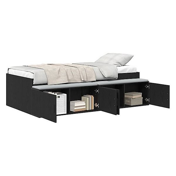 vidaXL Bett Stauraumbettgestell Schwarz Eiche 100x200 cm (1-tlg) günstig online kaufen