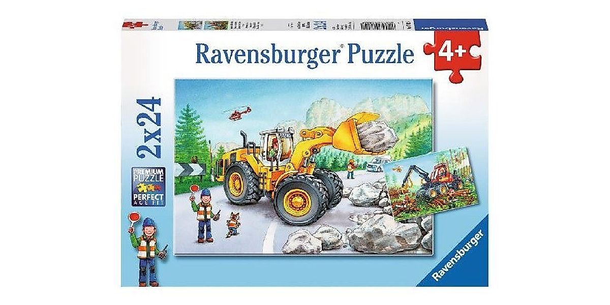 Ravensburger Puzzle Kinderpuzzle 2x24 Teile - Bagger und Waldtraktor, Puzzl günstig online kaufen
