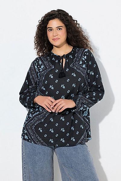 Ulla Popken Tunika Bluse A-Linie Tunika-Ausschnitt Langarm günstig online kaufen
