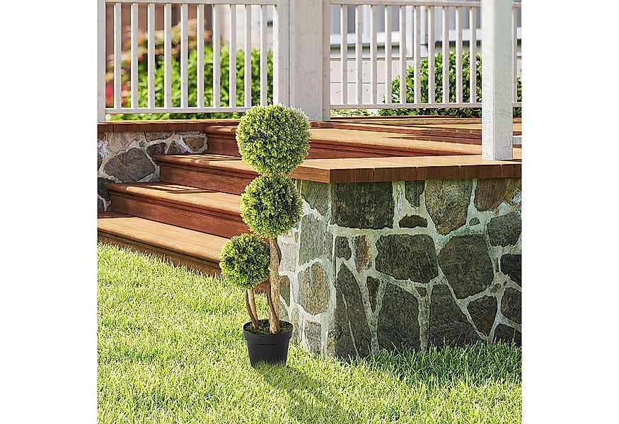 Kunstpflanze Kunstbaum mit UV-Schutz, Buchsbaum, HOMCOM, Höhe 90 cm, Grün 1 günstig online kaufen