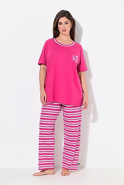 Ulla Popken Pyjama Pyjama Ringelhose Rundhals günstig online kaufen