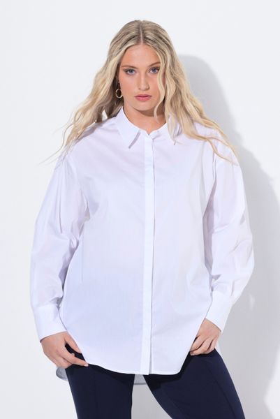 Ulla Popken Hemdbluse Hemdbluse oversized Hemdkragen günstig online kaufen