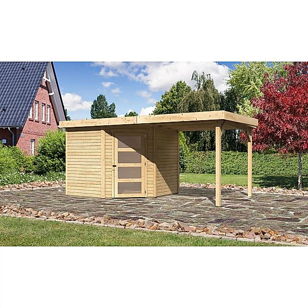 Karibu Holz-Gartenhaus Linköbing Natur Pultdach Unbehandelt 238 cm x 242 cm günstig online kaufen