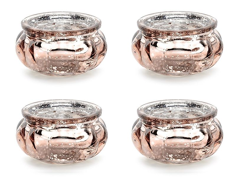 partydeco Kerzenhalter, Teelichtgläser 6x3cm roségold 4er Set günstig online kaufen