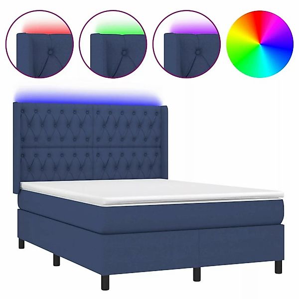 vidaXL Boxspringbett mit Matratze & LED Blau 140x190 cm Stoff1397612 günstig online kaufen