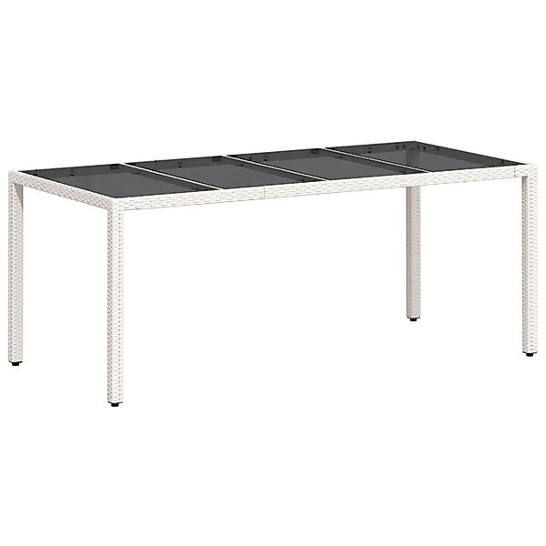 vidaXL Gartentisch mit Glasplatte Weiß 190x90x75 cm Poly Rattan 368129 günstig online kaufen