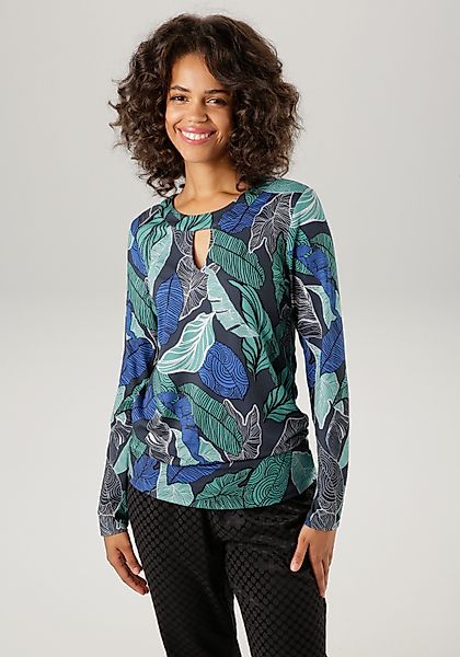 Aniston CASUAL Langarmshirt, mit farbharmonischen Blättern bedruckt günstig online kaufen